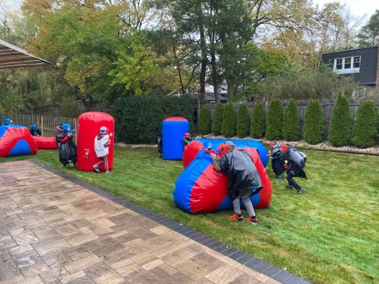 Gellyball players on a backyard field