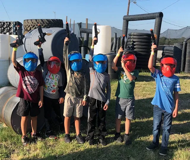 Group of kids in gellyball masks